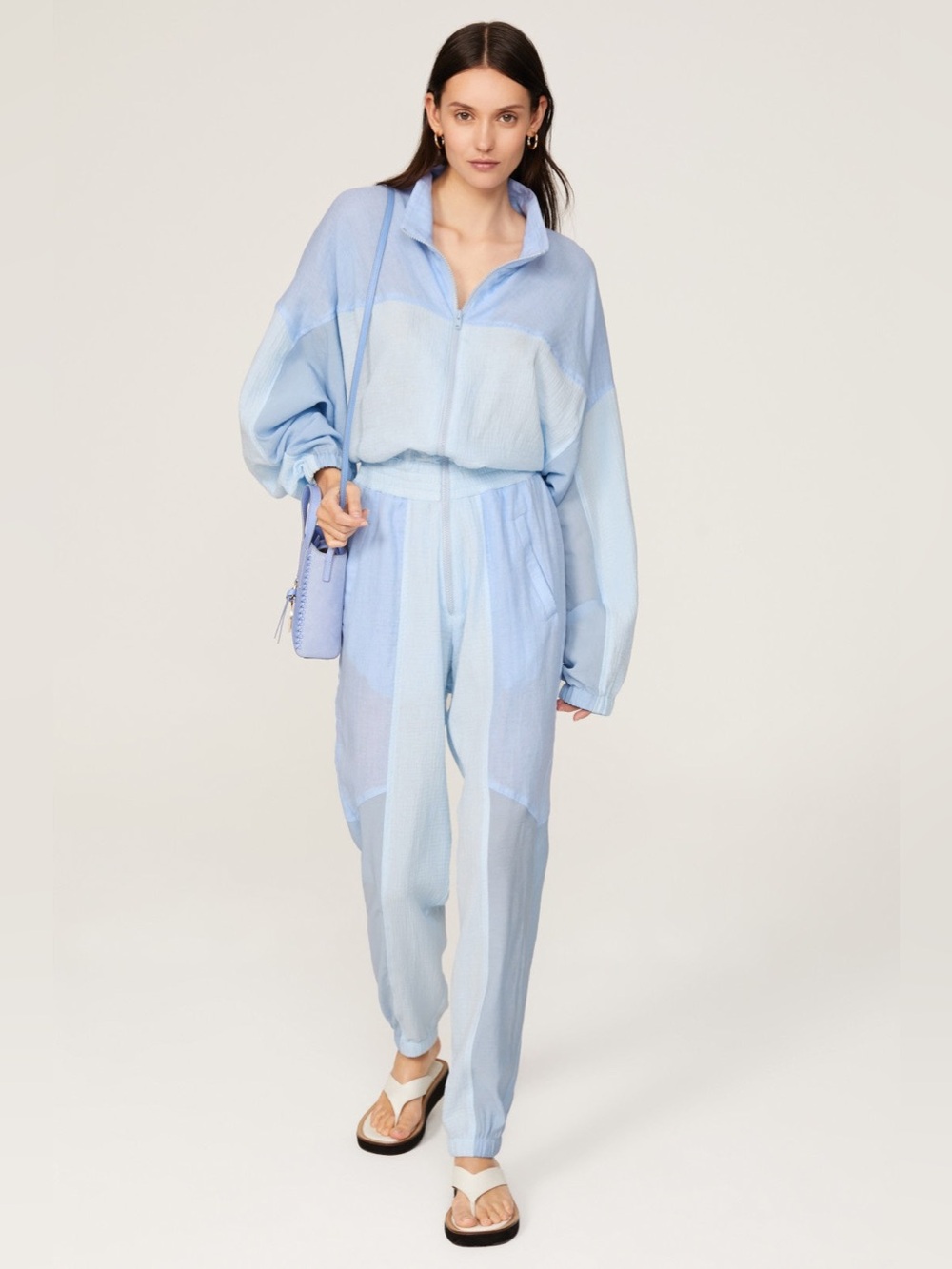 Paran Light Blue Relaxed Track Jumpsuit